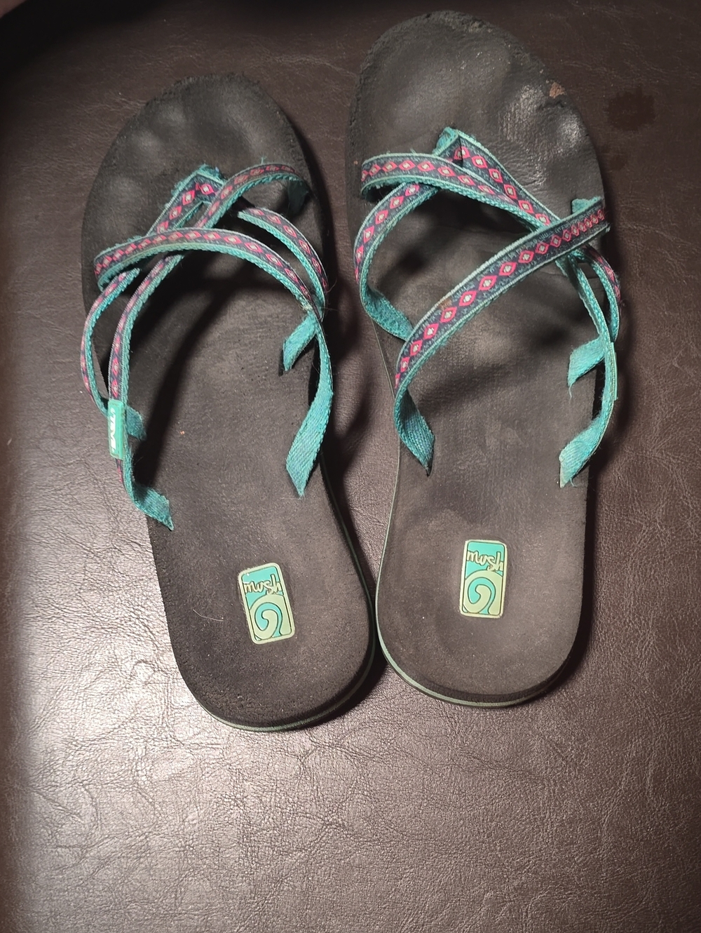 Teva Women's Teal Sandal with Pink Accent Straps